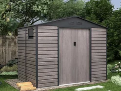 Tuinhuisje Van Gegalvaniseerd Staal Met Houteffect Adelmo - Grijs - 5,40 M