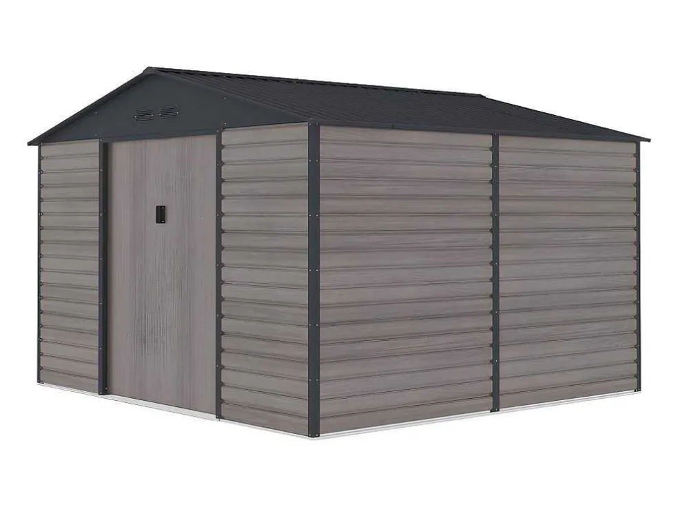 Tuinhuisje Van Gegalvaniseerd Staal Met Houteffect Adelmo - Grijs - 10,98 M