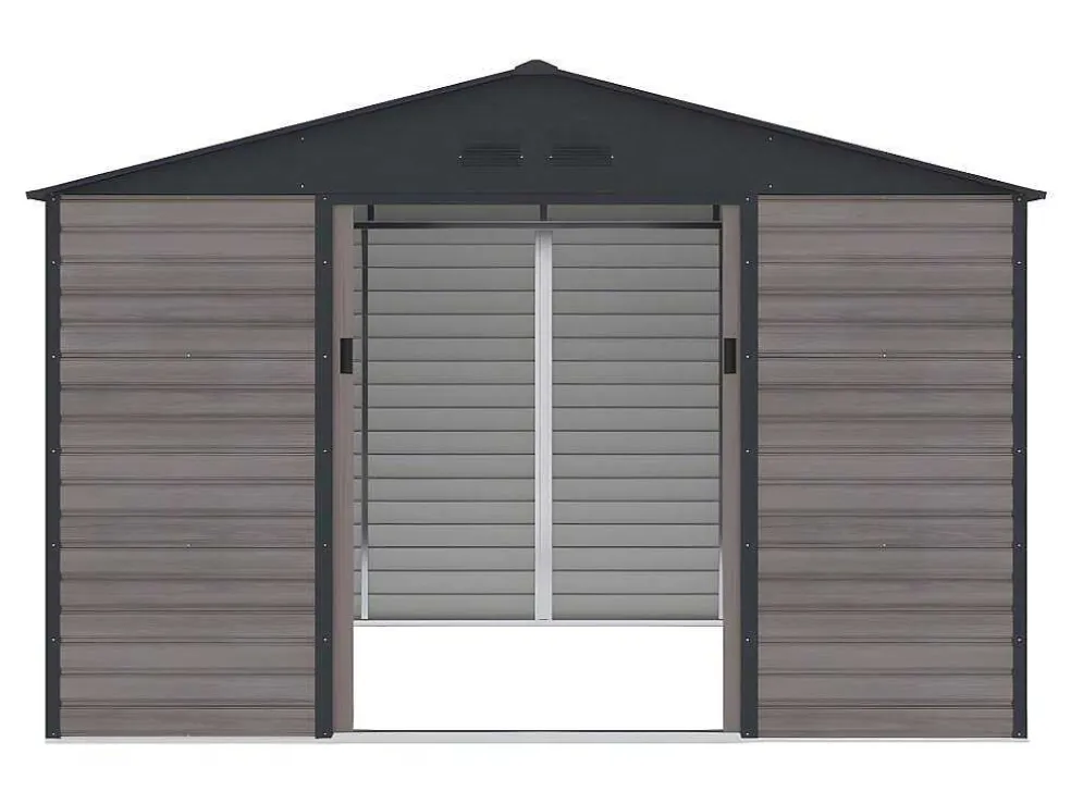 Tuinhuisje Van Gegalvaniseerd Staal Met Houteffect Adelmo - Grijs - 10,98 M
