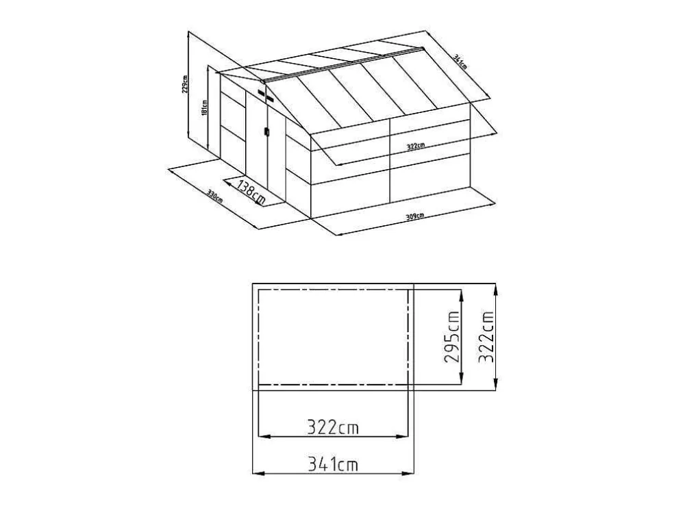 Tuinhuisje Van Gegalvaniseerd Staal Met Houteffect Adelmo - Grijs - 10,98 M