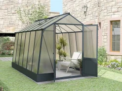 Tuinkas Van Polycarbonaat 9,1 M Met Grondplaat- Antraciet - Asarina