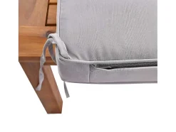 Tuinmeubelen In Acaciahout En Grijs Touw - 2 Zitbanken En 1 Salontafel - Verstelbare Poten - Grijs & Naturel