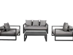 Tuinsalon Molokai In Aluminiun: Driezitsbank, 2 Fauteuils, Salontafel