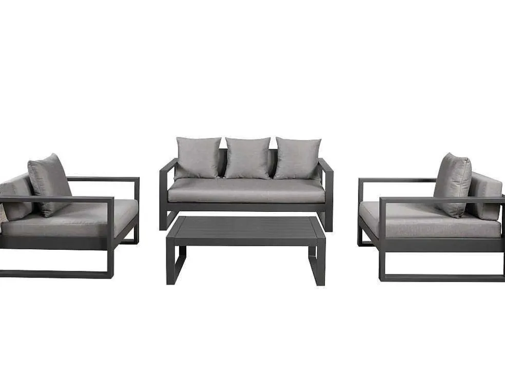 Tuinsalon Molokai In Aluminiun: Driezitsbank, 2 Fauteuils, Salontafel