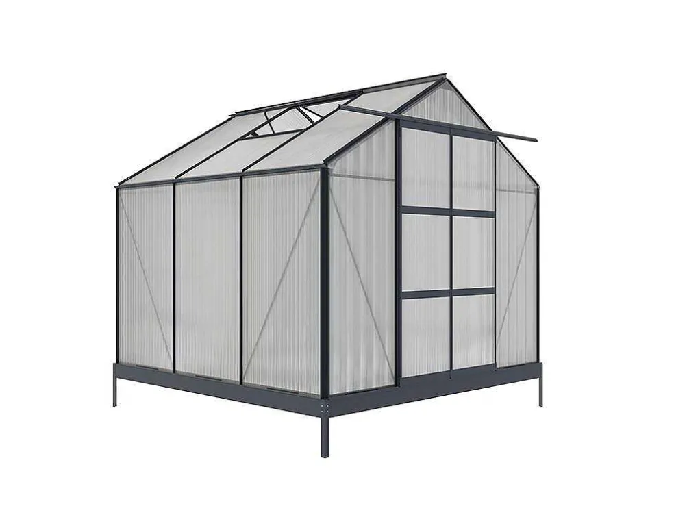 Tuinserre Van Polycarbonaat Anissa Met Basis - 5,9 M - Antraciet