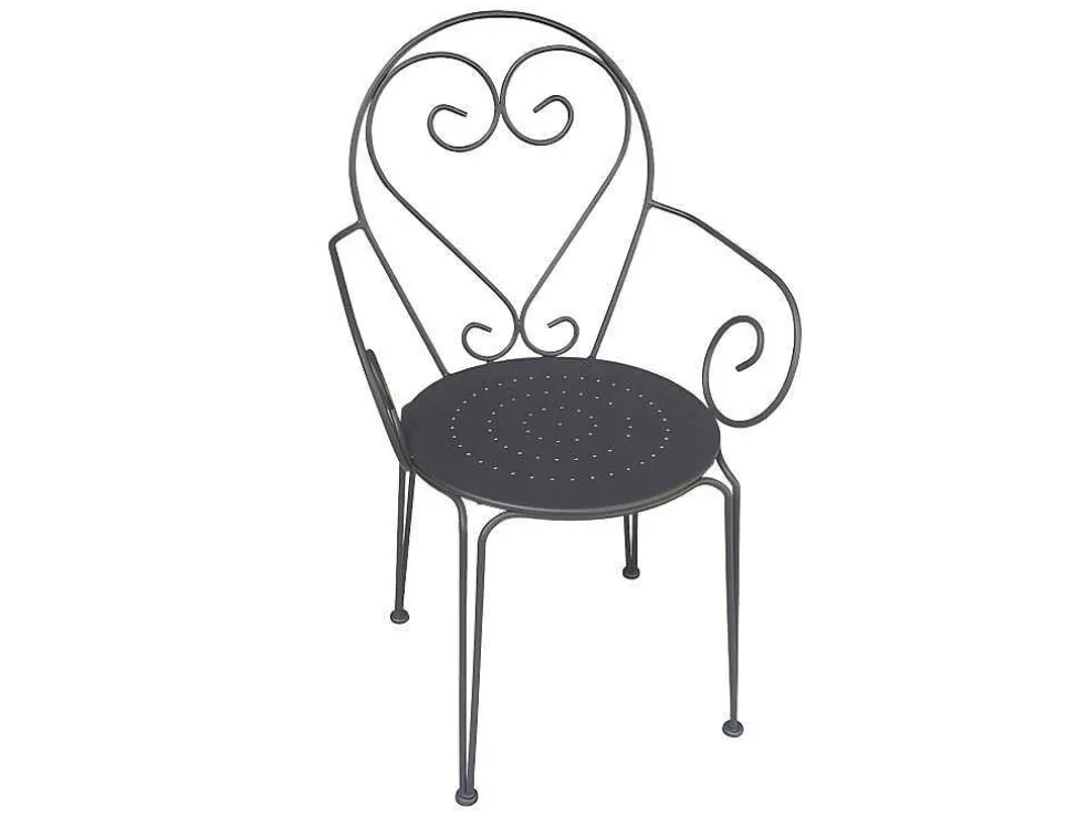 Tuinset Met Tafel En 4 Stoelen Van Metaal Met Smeedijzer Aspect - Antraciet - Guermantes