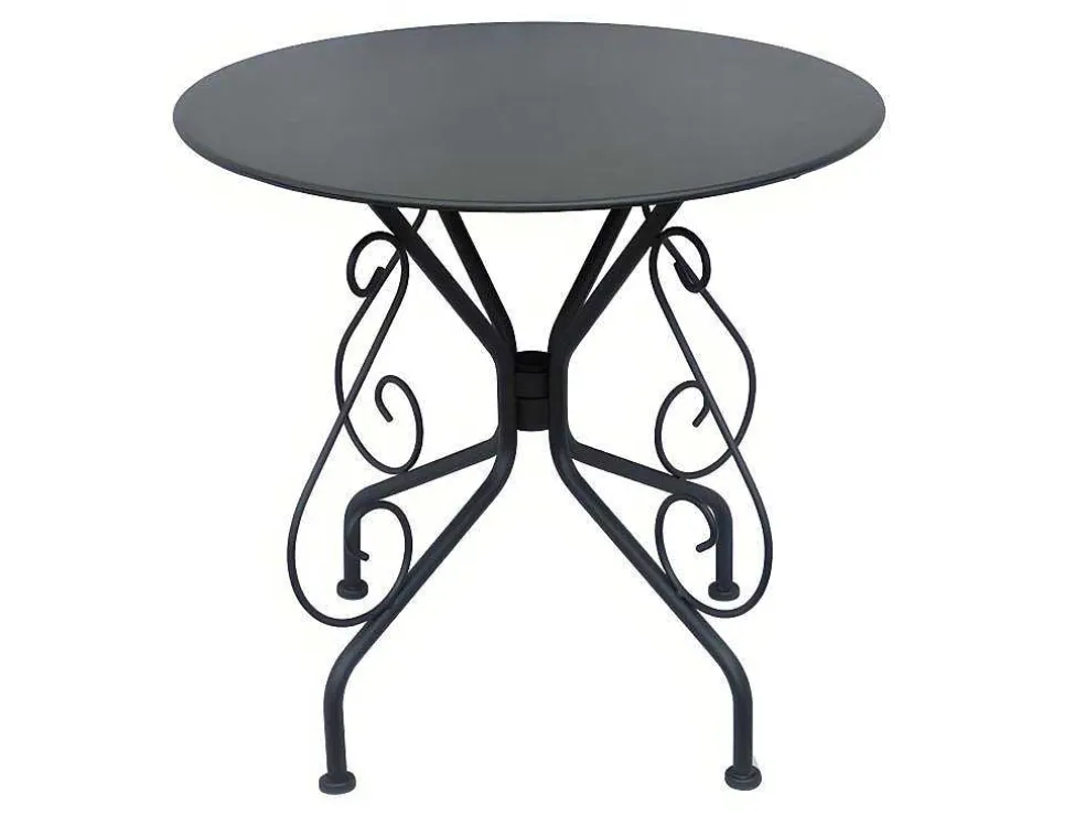 Tuinset Met Tafel En 4 Stoelen Van Metaal Met Smeedijzer Aspect - Antraciet - Guermantes