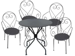 Tuinset Met Tafel En 4 Stoelen Van Metaal Met Smeedijzer Aspect - Antraciet - Guermantes