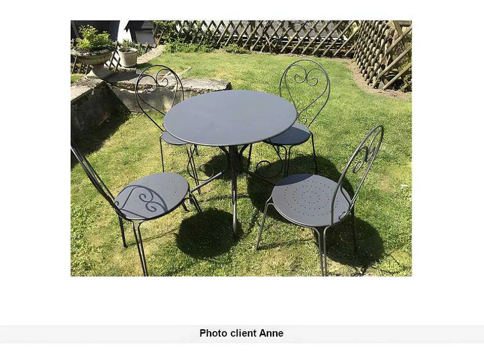 Tuinset Met Tafel En 4 Stoelen Van Metaal Met Smeedijzer Aspect - Antraciet - Guermantes