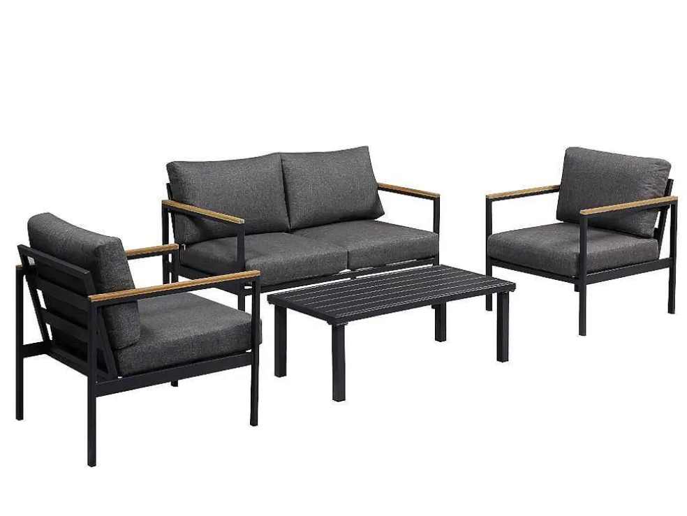 Tuinset Van Aluminium: Een Tweezitsbank, Twee Fauteuils En Een Salontafel Van Vairao Van Mylia