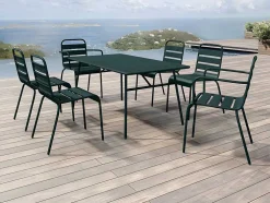 Tuintafel L160 Cm In Metaal - Dennengroen - Mirmande Van Mylia