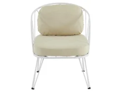 Tuinzithoek Van Metaal: 1 Tweezitsbank, 2 Fauteuils En 1 Salontafel - Wit - Arlesan
