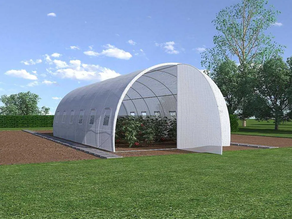 Tunnelkas Met Structuur Van Gegalvaniseerd Staal En Deur 18 M - L600 X B300 X H200 Cm - Alocasia