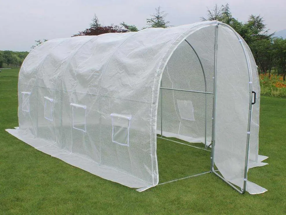 Tunnelkas Met Structuur Van Gegalvaniseerd Staal En Deur 9 M - L450 X B200 X H200 Cm - Alocasia