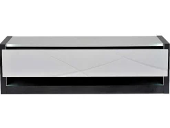 Tv-Meubel 1 Lade En 1 Vak - Met Led-Verlichting - Antraciet En Wit Gelakt - Ludmila