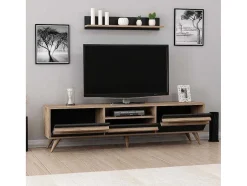 Tv-Meubel Hira - Zwart - 180X35X48 Cm - Epikasa
