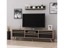 Tv-Meubel Hira - Zwart - 180X35X48 Cm - Epikasa