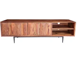 Tv-Meubel Met 2 Deuren En 2 Niche - Sheesham Hout En Metaal - Kleur: Natuurlijk - Zelicina