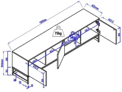 Tv-Meubel Met 3 Deuren En 2 Nissen - Mdf - Naturel En Zwart - Caratana