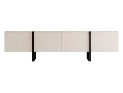 Tv-Meubel Met 4 Deuren Van Mdf - Beige En Zwart - Luvonia
