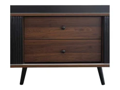 Tv-Meubel Met 2 Lades En 2 Schuifdeuren - Moderne Stijl - Kleuren: Zwart En Naturel