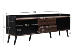Tv-Meubel Met 2 Lades En 2 Schuifdeuren - Moderne Stijl - Kleuren: Zwart En Naturel