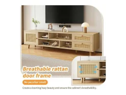 Tv-Meubel Van 160 Cm - 1 Deur, 2 Laden En 4 Vakken - Naturel