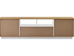 Tv-Meubel Van 180 Cm Met Led - 2 Laden En 2 Open Planken - Eigentijdse Scandinavische Stijl - Wit