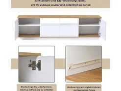 Tv-Meubel Van 180 Cm Met Led - 2 Laden En 2 Open Planken - Eigentijdse Scandinavische Stijl - Wit