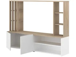 Tv-Wand Met Opbergruimte - Naturel En Wit - Gorbella