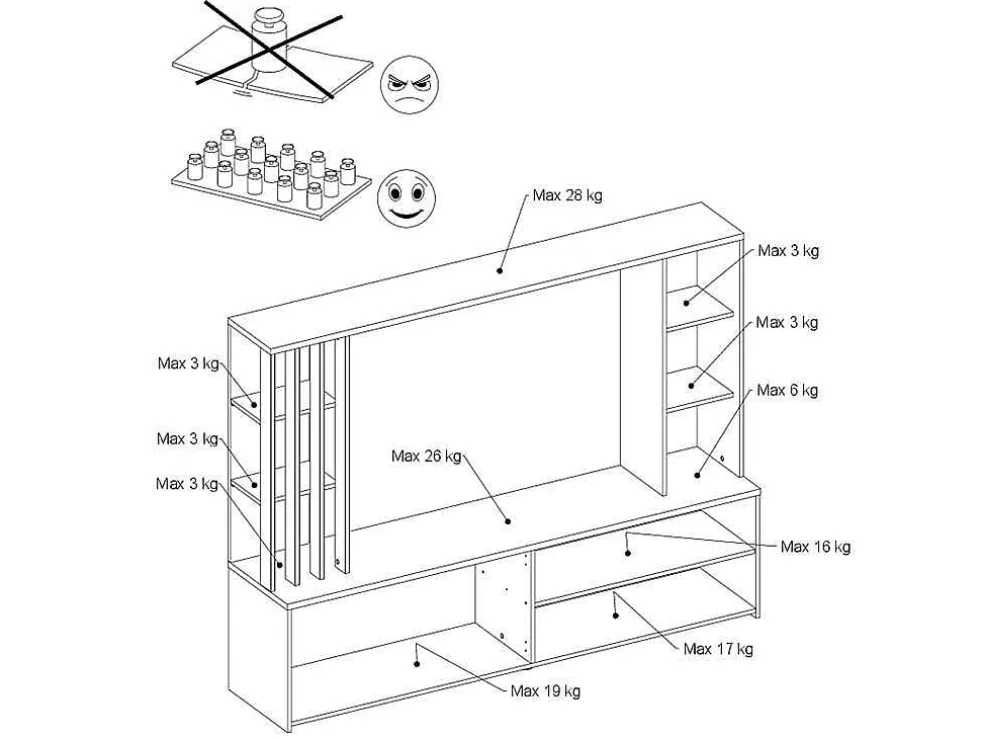 Tv-Wand Met Opbergruimte - Naturel En Wit - Gorbella