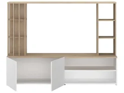Tv-Wand Met Opbergruimte - Naturel En Wit - Gorbella