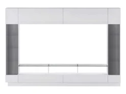 Tv-Wand Met Opbergruimte En Ledverlichting Van Gerookt Gehard Glas - Wit Gelakt - Briano