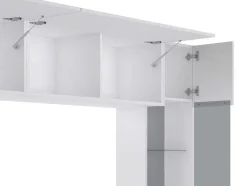 Tv-Wand Met Opbergruimte En Ledverlichting Van Gerookt Gehard Glas - Wit Gelakt - Briano