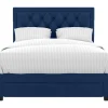 Tweepersoons Bed Met Laden En Opbergruimte - Blauw Fluweel - 160 X 200 Cm - Leopold