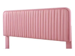 Tweepersoonsbed Gestoffeerd In Kunstleer 140X200Cm - In Hoogte Verstelbaar Hoofdbord - Met Lattenbodem - Roze (Zonder Matras)