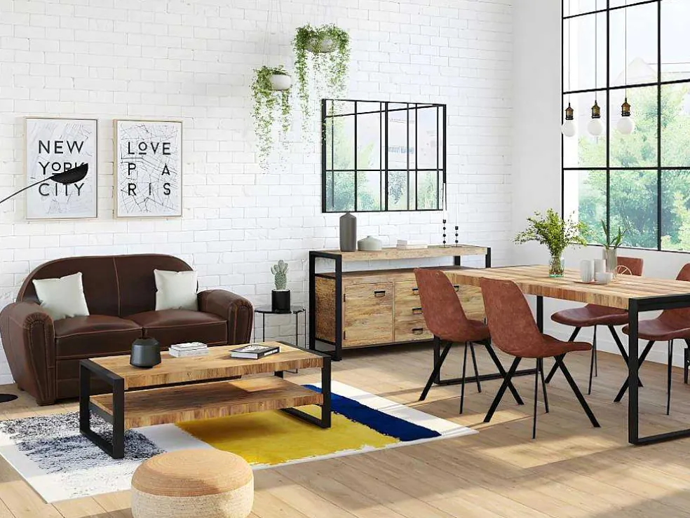 Tweezits Clubbank Van Leer Met Lived-In Aspect Baudoin - Bruin