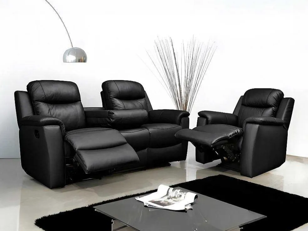 Tweezits Relaxbank Evasion Van Leer - Zwart