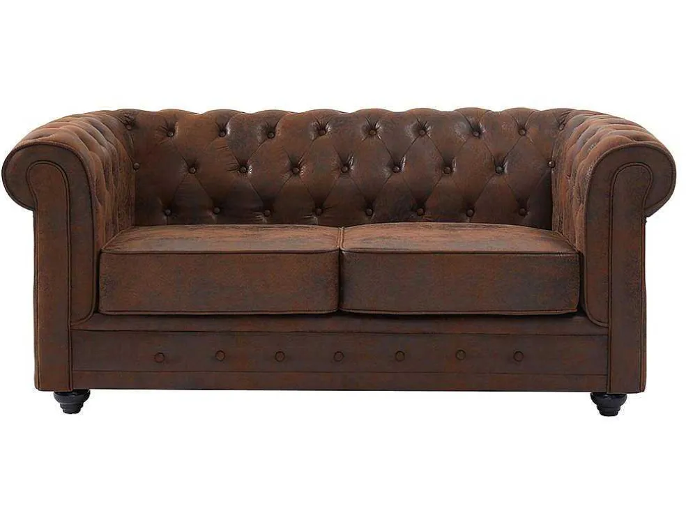 Tweezitsbank Chesterfield Van Microvezel Met Vintage Look
