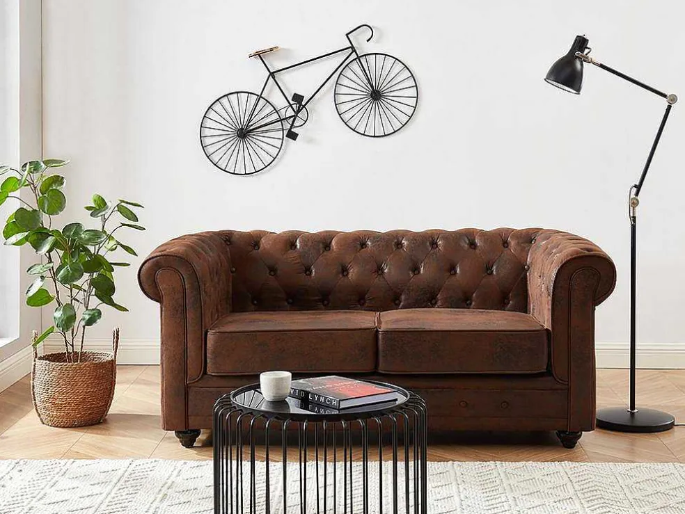 Tweezitsbank Chesterfield Van Microvezel Met Vintage Look