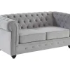 Tweezitsbank Chesterfield - Fluweel - Lichtgrijs