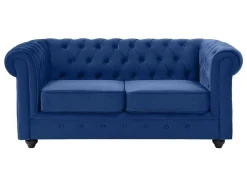 Tweezitsbank Chesterfield - Fluweel - Koningsblauw
