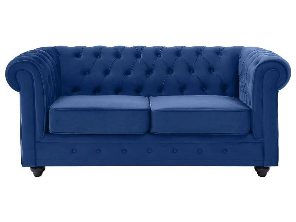 Tweezitsbank Chesterfield - Fluweel - Koningsblauw