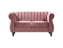 Tweezits-Chesterfield-Bank Van Oudroze Velours Trumbo