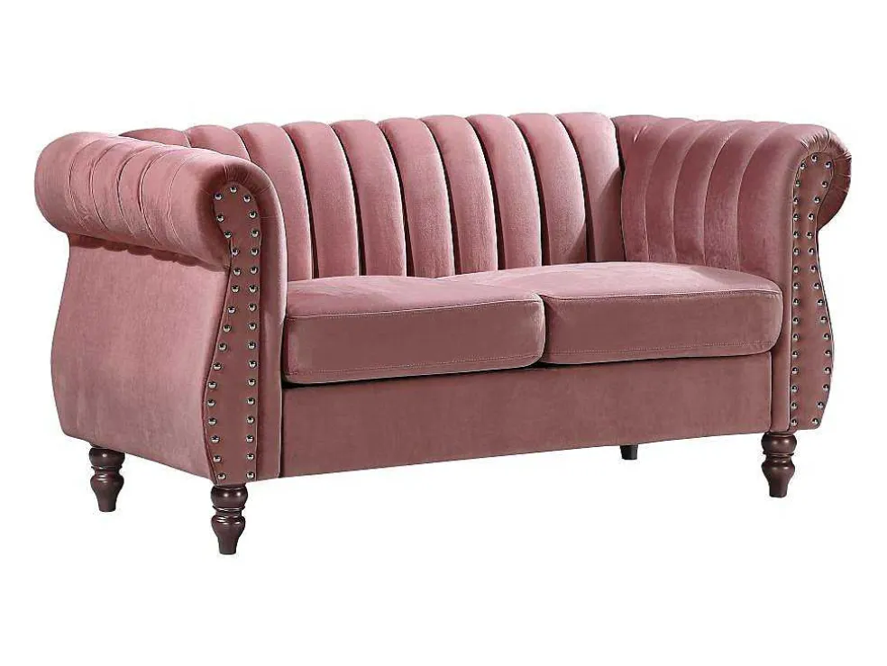 Tweezits-Chesterfield-Bank Van Oudroze Velours Trumbo