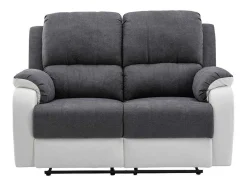 Tweezits-Relaxbank Van Microvezel En Grijs En Wit Kunstleer Brody