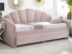 Uitschuifbaar Bed 2 X 90 X 190 Cm - Velours - Roze - Elusia