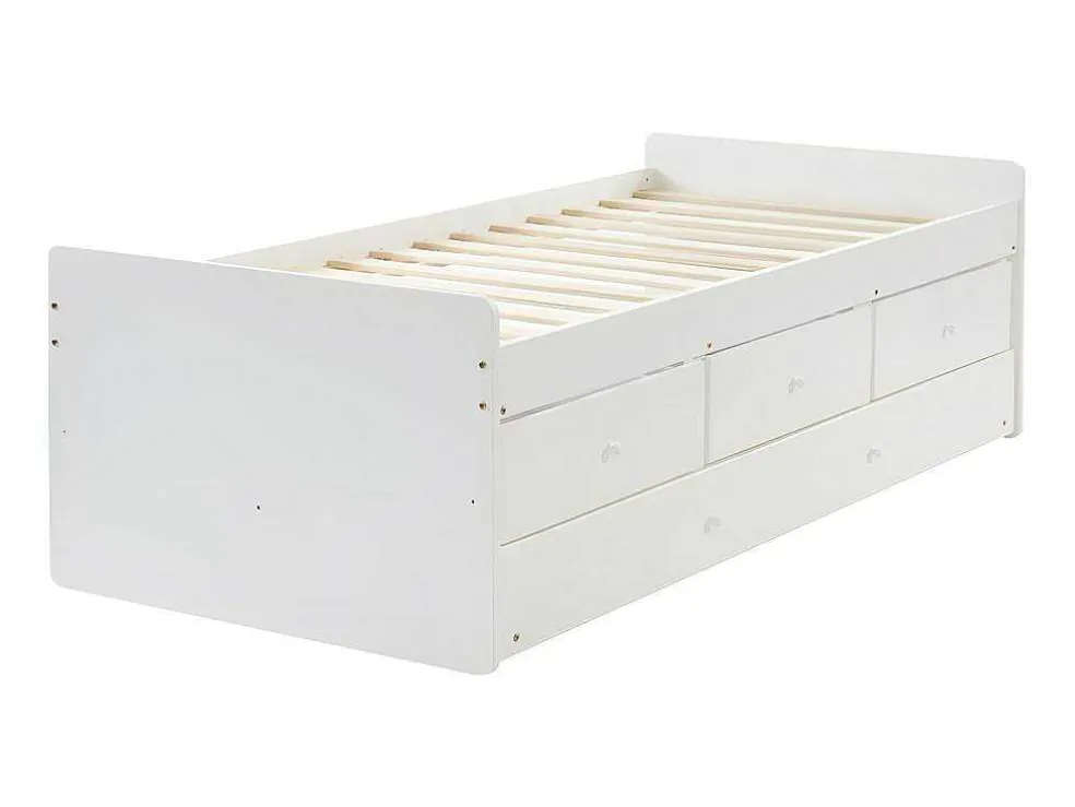 Uitschuifbaar Bed Titouan Met 3 Lades - 90X190Cm - Mdg En Dennenhout - Wi