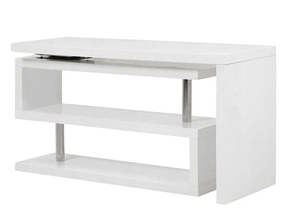 Uitschuifbaar Bureau Nicephore Ii - Wit Gelakt Mdf - Draaiend Blad 360°