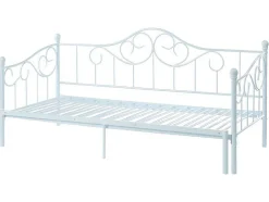 Uitschuifbare Bedbank Sebille - Metaal - 2 X 90 X 200 Cm Of 180 X 200 Cm - Wit - Optie Matras